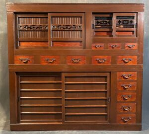 An antique Japanese Kansai Mizuya Tansu (kitchen chest)