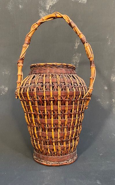 Antique Japanese Bamboo Ikebana Basket Ballister Shape Meiji Era - Zentner  Collection