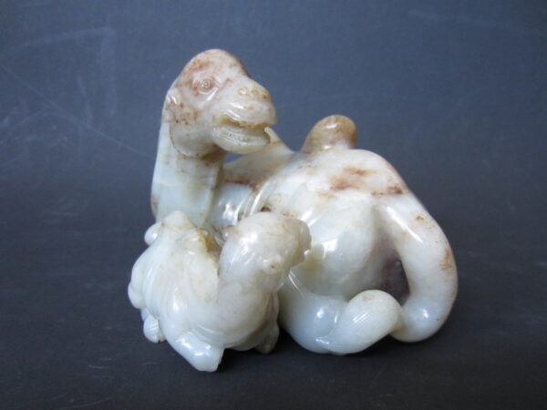 Antique Chinese Nephrite Jade Carving of a Camel and Calf - Image 2