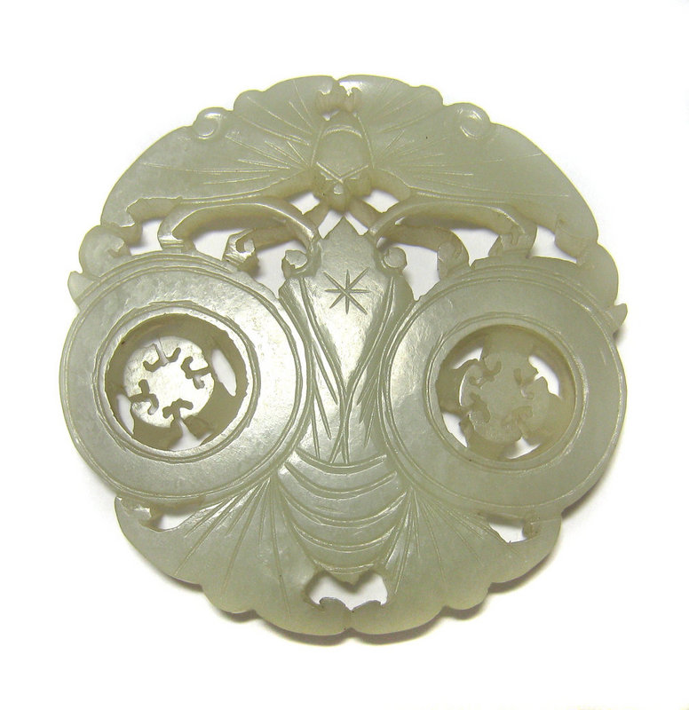 Chinese Jade Butterfly Medallion with Moving Parts - Zentner Collection