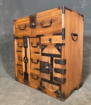 Antique Japanese ko tansu with iron hardware