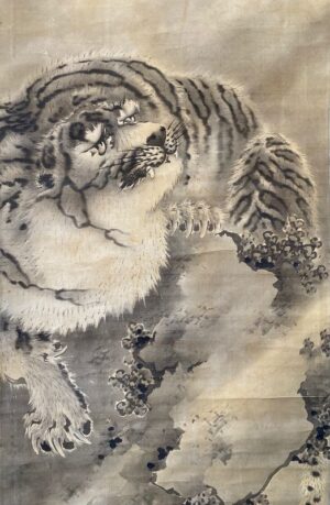 Japanese antique scroll painting of a tiger