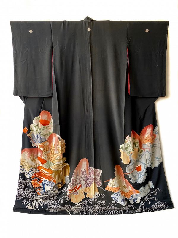 Japanese Antique Kimono with Shōjō Drinking Sake - Zentner Collection