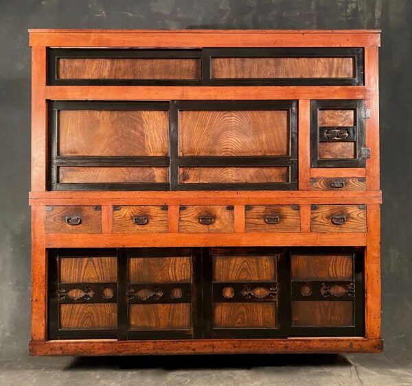 Antique Japanese 2-section mizuya tansu (kitchen chest)