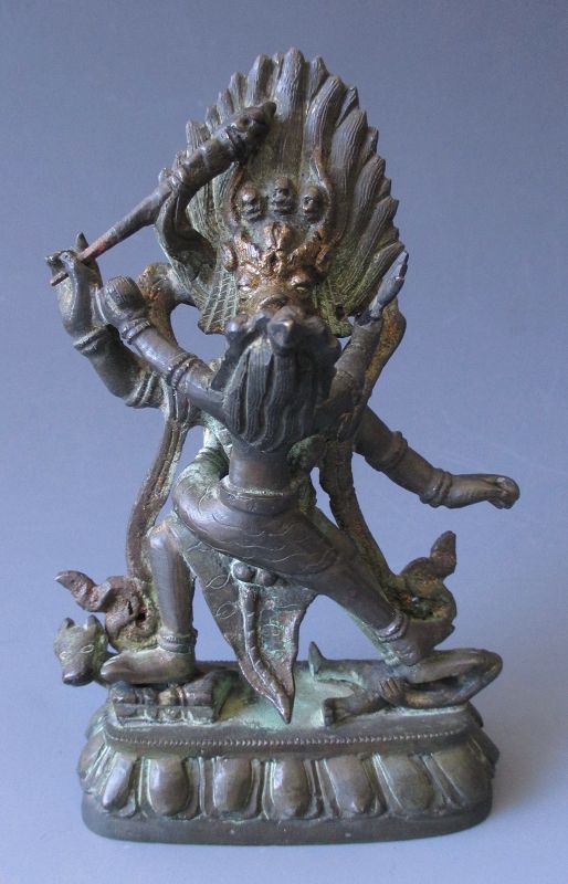 Antique Nepalese Bronze Dharmaraja Yama with Yami - Zentner Collection