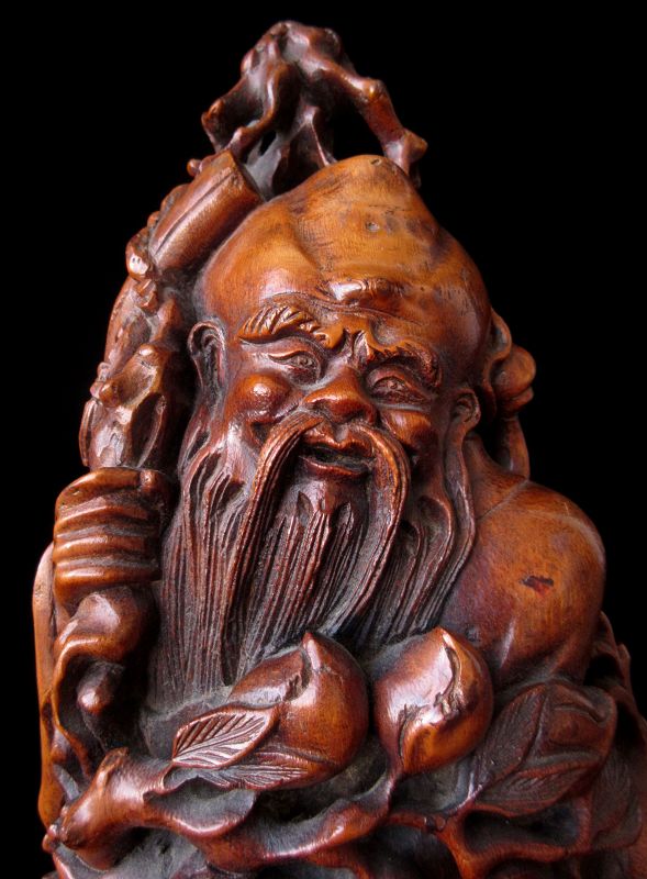 Chinese Bamboo Carving of Immortal Shoulao - Zentner Collection