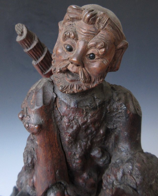 Japanese Burl Root Wood Carving of a Man - Zentner Collection