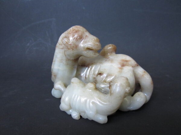 Antique Chinese Nephrite Jade Carving of a Camel and Calf