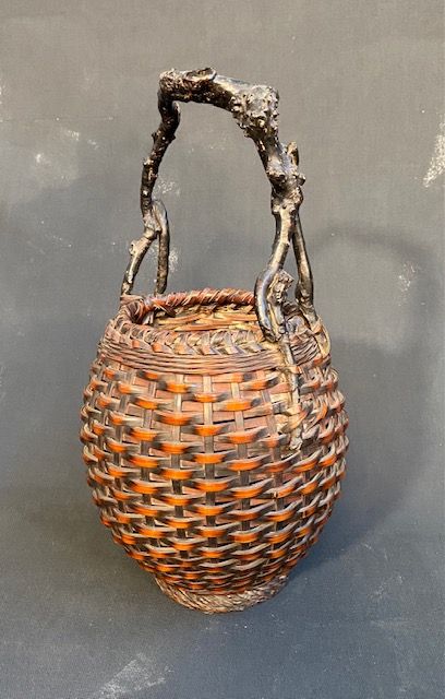 Japanese Antique Bamboo Flat Basket with Lid - Zentner Collection