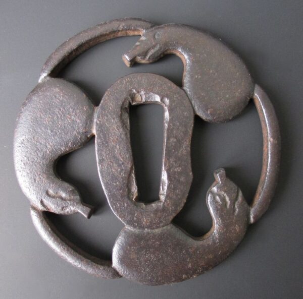 Japanese Group of 6 Edo Period Tsuba on Stand - Image 8